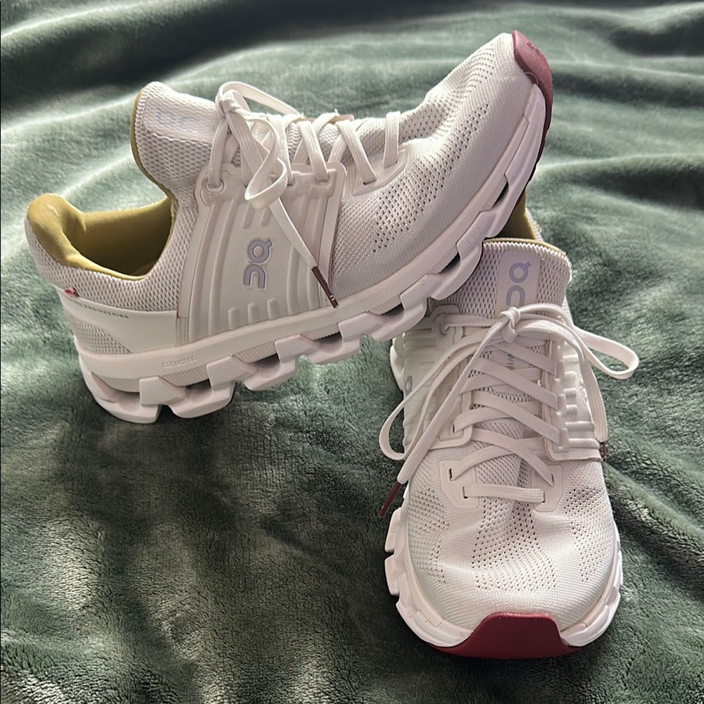ON Running White and Red Sneakers